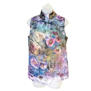 Petite Sophisticate XS Sleeveless Wild Rose Blouse Pastel Lightweight